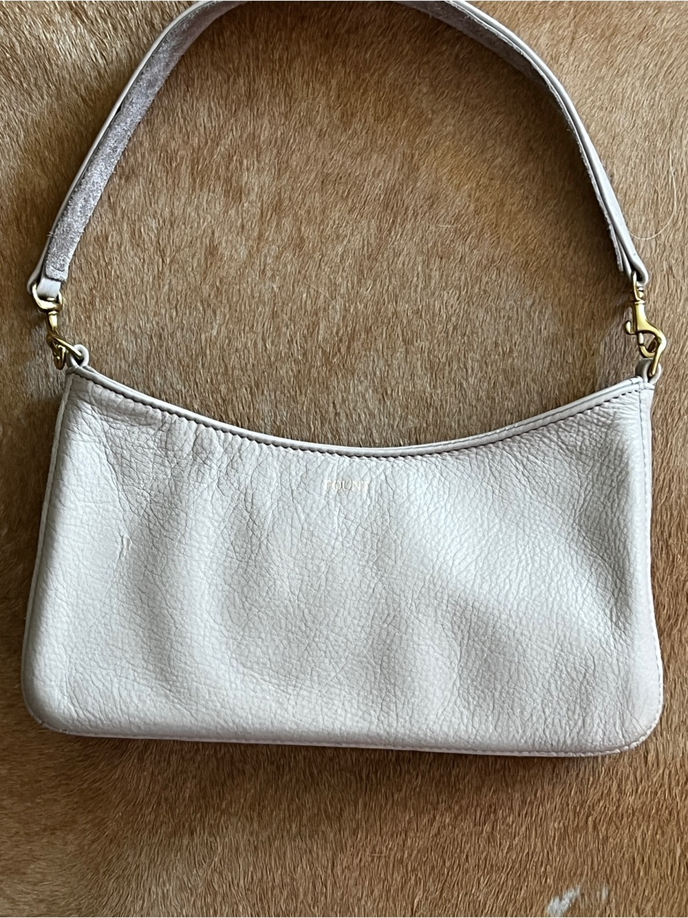 Fount  Dove Gray Mini Kinsley  Leather Shoulder Bag - Minimal Hobo Style